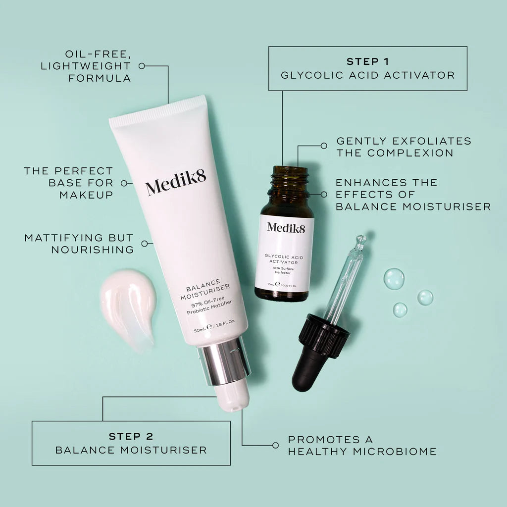Balance Moisturiser with Glycolic Acid Activator
